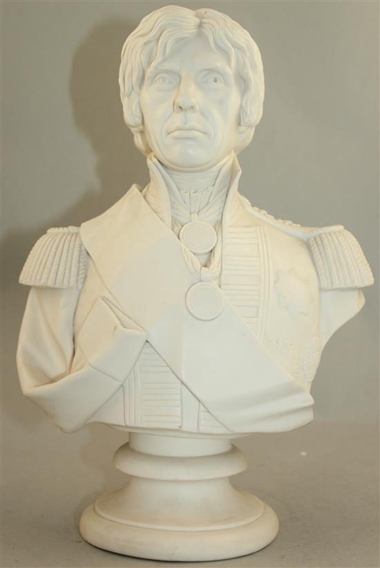 An English parian bust of Nelson, probably Coalport, c.1860, 31cm